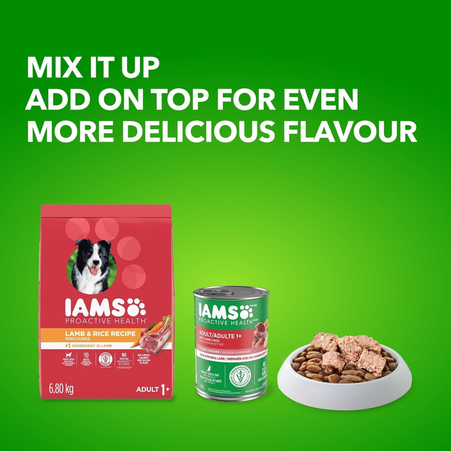 IAMS Proactive Health Minichunks Dry Dog Food – Lamb & Rice Recipe – 13.6KG (30LB) Bag